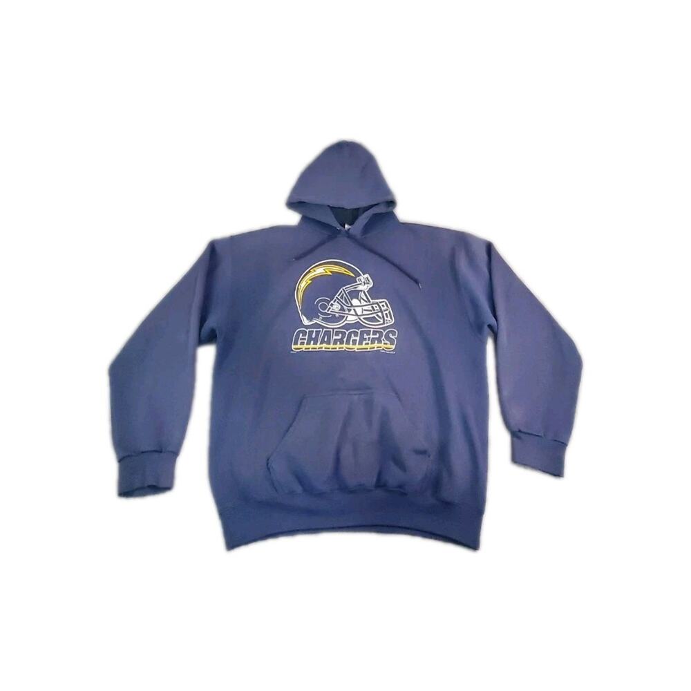 Trench Ultra vintage Chargers hoodie 1994 Size XL Blue Made In USA NFL C21-116